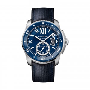calibre de cartier heren blauw 42mm horloge