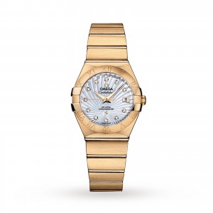 omega constellatie dames parelmoer 27mm horloge