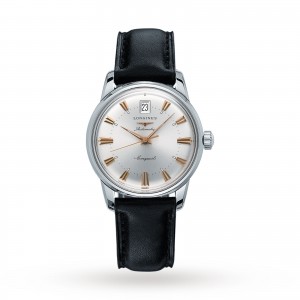 longines heritage heren zilver 35mm horloge