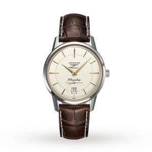 longines heritage heren creme 39mm horloge