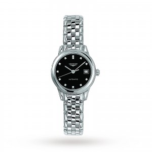 longines vlaggenschip dames zwart 26mm horloge