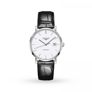 longines elegant heren wit 39mm horloge