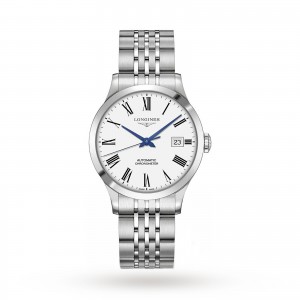 longines record heren wit 38.5mm horloge
