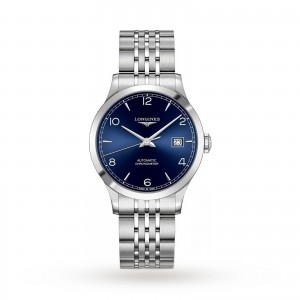 longines record heren blauw 38.5mm horloge