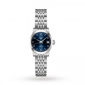 longines record dames blauw 26mm horloge