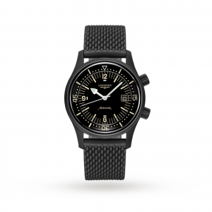 longines heritage heren zwart 42mm horloge
