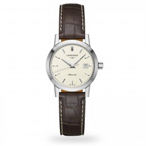 longines heritage dames beige 30mm horloge