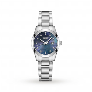 longines conquest dames parelmoer 30mm horloge