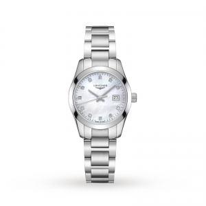 longines conquest dames parelmoer 30mm horloge