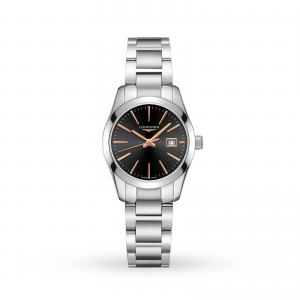 longines conquest dames zwart 30mm horloge