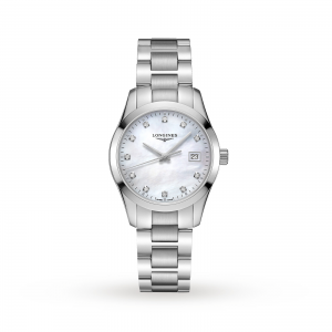 longines conquest dames parelmoer 34mm horloge