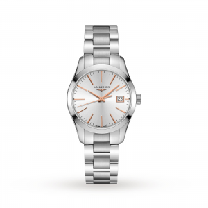 longines conquest dames zilver 34mm horloge