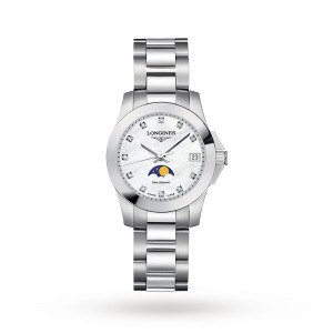 longines conquest dames parelmoer horloge 29.5mm