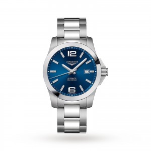 longines conquest heren blauw 41mm horloge