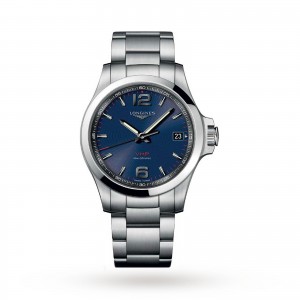 longines conquest heren blauw 41mm horloge