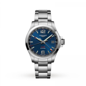 longines conquest heren blauw 41mm horloge