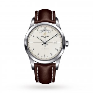 breitling transocean heren zilver 43mm horloge