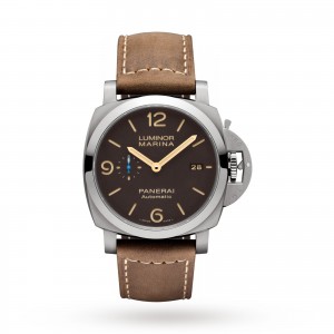 panerai luminor heren bruin 44mm horloge