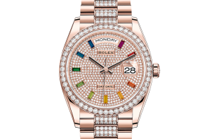Rolex Day-Date Oyster 36 mm Everose-goud en diamanten 128345rbr-0043