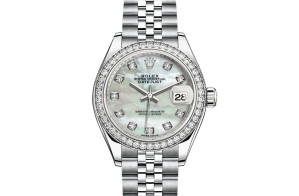Rolex Lady-Datejust Oyster 28 mm Oystersteel-witgoud en diamanten 279384rbr-0011